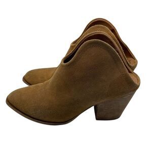 Chinese Laundry Tan Suede Mules Slip On Clog Western Bootie Women's Shoes Sz 9.5
